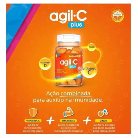 Vitamina C Agil C Plus 30mg + 5mcg + 2,5mg - 40 Unidades - Goma