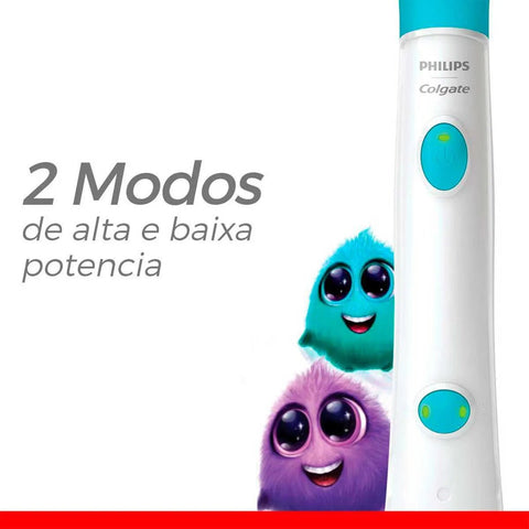 Escova de Dente Elétrica Kids Philips Colgate Sonicpro 3+ Anos, Recarregável, Bivolt