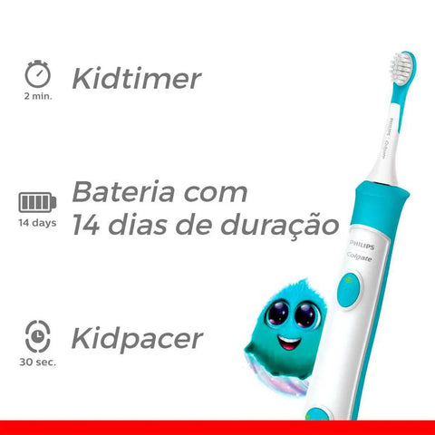 Escova de Dente Elétrica Kids Philips Colgate Sonicpro 3+ Anos, Recarregável, Bivolt