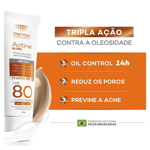 Actine Protetor Solar Facial Ultra Sem Cor - FPS 80 - 40 g