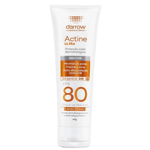 Actine Protetor Solar Facial Ultra Sem Cor - FPS 80 - 40 g