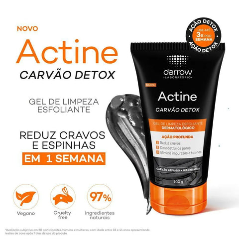 Darrow Actine Carvão Detox Gel de Limpeza Esfoliante 100g
