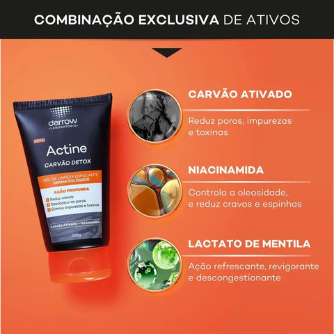 Darrow Actine Carvão Detox Gel de Limpeza Esfoliante 100g