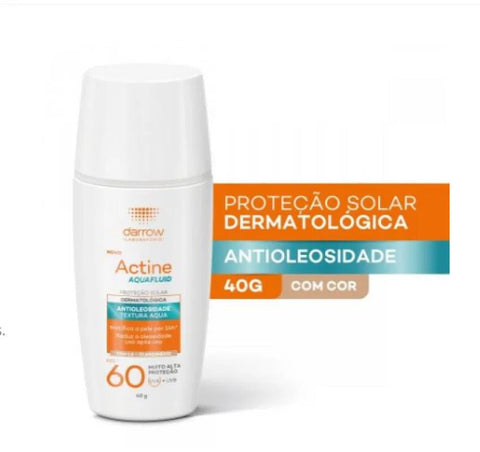 Protetor Solar Facial Darrow Actine Aquafluid Claro Médio - FPS 60 - 40 g