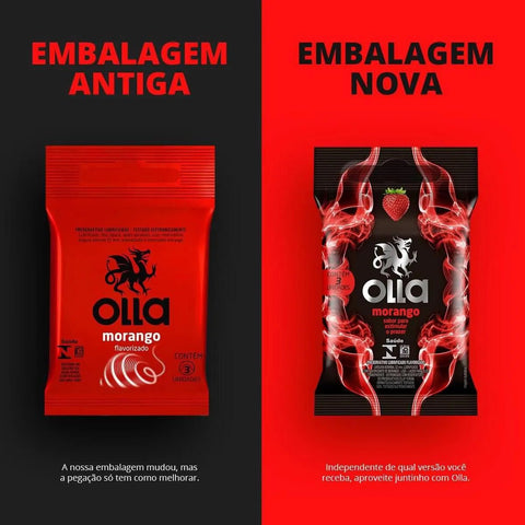 Camisinha Olla Sabor Morango Com 3 Unidades