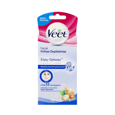 Cera Veet Facial Pele Delicada Com 12
