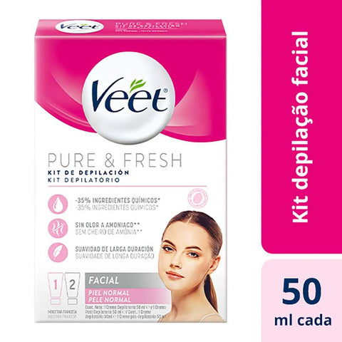 Kit de Depilação Facial Veet Pure & Fresh Creme 50mL+ Creme Pós-Depilatório 50ml