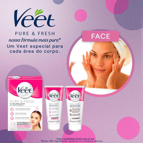 Kit de Depilação Facial Veet Pure & Fresh Creme 50mL+ Creme Pós-Depilatório 50ml