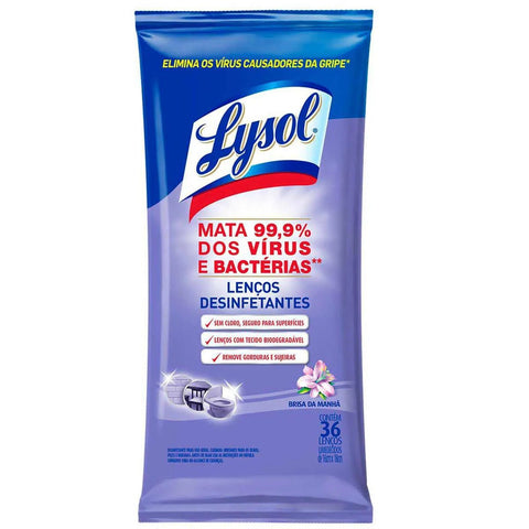 Lenço Desinfetante Lysol Brisa Da Manhã Com 36 Unidades