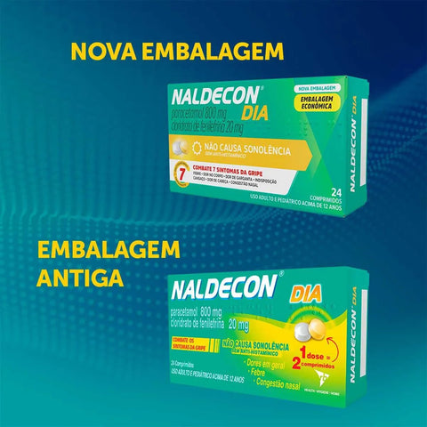 Naldecon Dia 800mg + 20mg - 24 Unidades - Comprimido