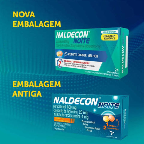 Naldecon Noite 400mg + 20mg + 4mg - 24 Unidades - Comprimido
