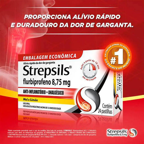 Strepsils Mel e Limão 8,75mg - 24 Unidades - Pastilha