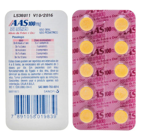 AAS 100mg - 10 Unidades - Comprimido