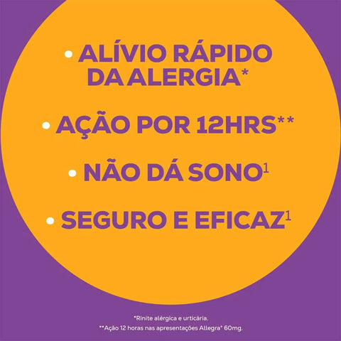Allegra 180mg - 30 Unidades - Comprimido