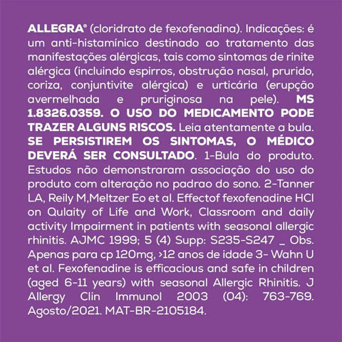 Allegra 6mg/mL - 150 mL - Suspensão