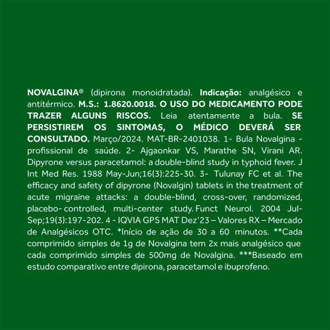 Novalgina 1g - 10 Unidades - Comprimido