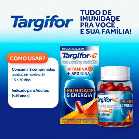 Vitamina C Targifor C 500 + 500mg - 60 Unidades - Comprimido