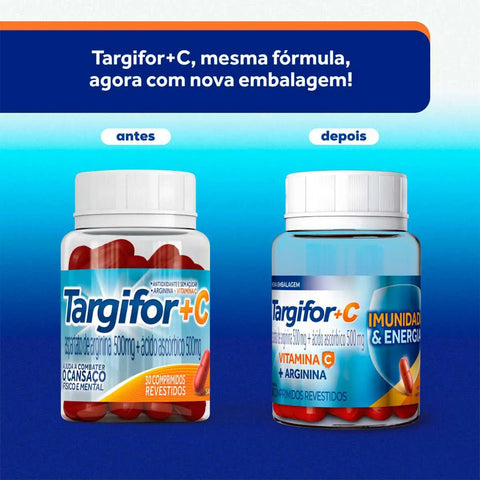 Vitamina C Targifor C 500mg + 500mg - 30 Unidades - Comprimido