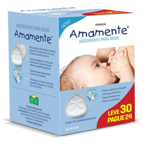 Absorvente Para Seios Amamente Normal - 30 Unidades
