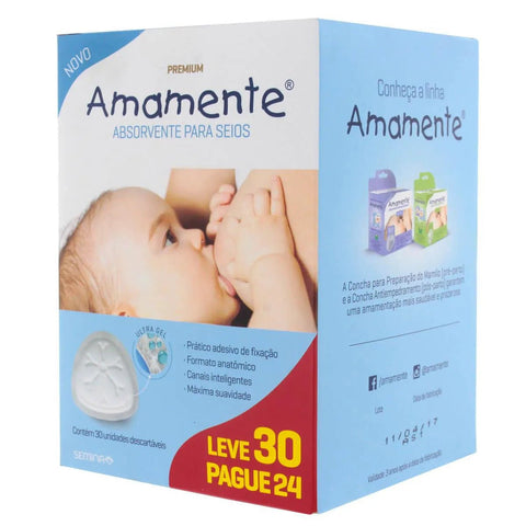 Absorvente Para Seios Amamente Normal - 30 Unidades