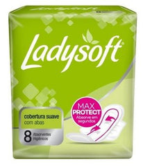 Absorvente Ladysoft Normal  Com Abas - Cobertura Suave - 8 Unidades