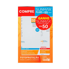 Kit Sunmax Protetor Solar Corporal Fluid + rotetor Solar Corporal Sensitive FPS 55 + 50 - 120 mL + 25 mL