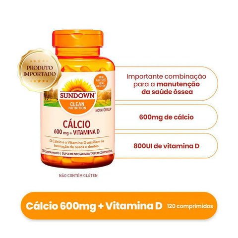 Calcio + Vitamina D  600mg + 5mcg - 120 Unidades - Comprimido