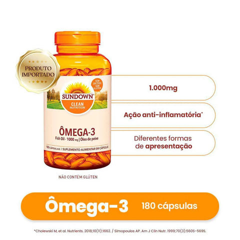 Ômega 3 (Sundown Naturals) 1000mg - 180 Unidades - Cápsula