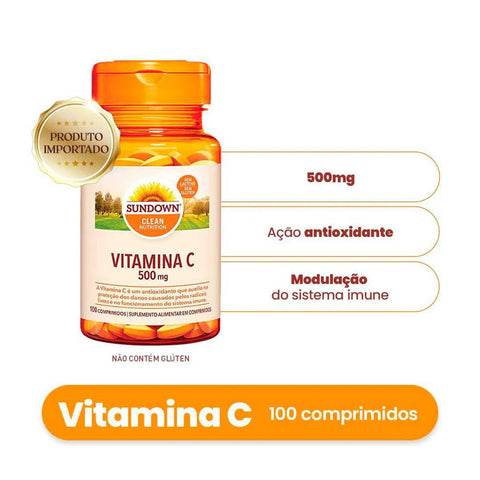 Vitamina C Sundown Sun C 500mg - 100 Unidades - Comprimido