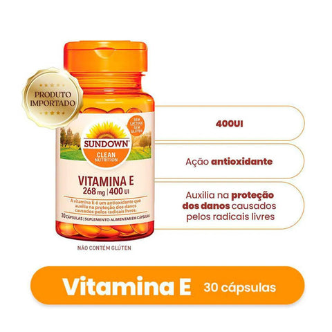 Vitmina E (Sundown Naturals) 400UI - 30 Unidades - Tablete
