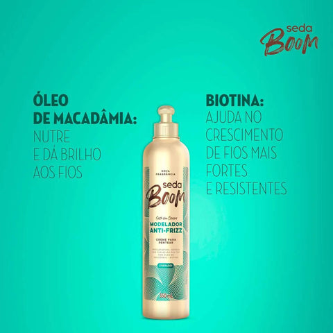 Creme Para Pentear Seda Boom Pro Curvatura Modelador Antifrizz 350Ml