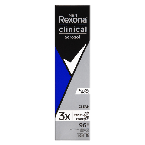 Desodorante Masculino Rexona Men Clinical Clean, Aerossol, 1 Unidade Com 150Ml