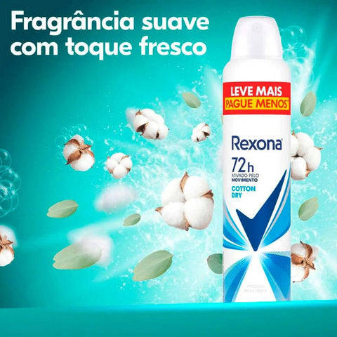 Desodorante Antitranspirante Feminino Rexona Motionsense Cotton Dry, Aerossol, 1 Unidade Com 250Ml