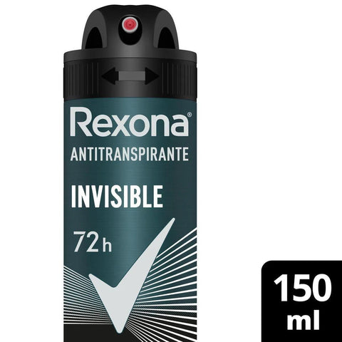 Desodorante Antitranspirante Masculino Rexona Men Invisible, Aerossol, 1 Unidade Com 150Ml