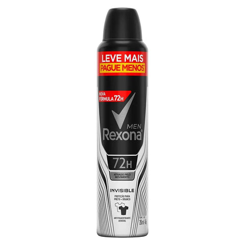Desodorante Antitranspirante Masculino Rexona Men Invisible, Aerossol, 1 Unidade Com 250Ml