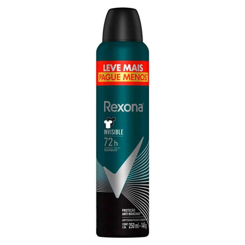 Desodorante Antitranspirante Masculino Rexona Men Invisible, Aerossol, 1 Unidade Com 250Ml