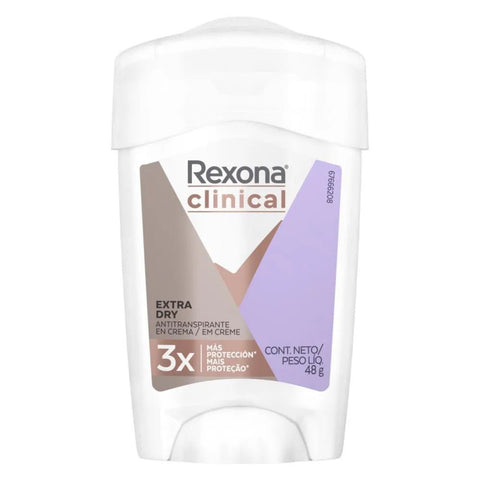 Desodorante Feminino Rexona Women Clinical Extra Dry, Cream Stick, 1 Unidade Com 48G