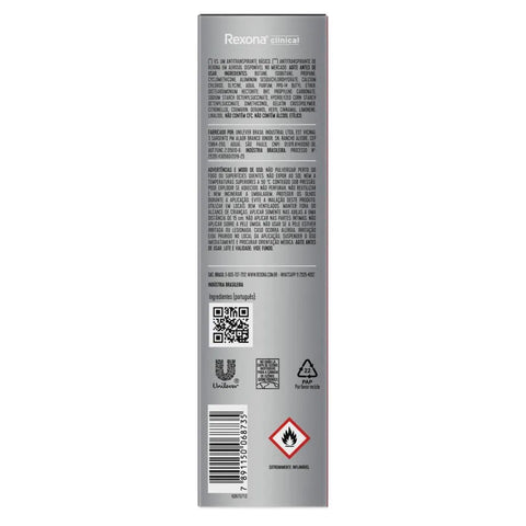 Desodorante Masculino Rexona Men Clinical Sport, Aerossol, 1 Unidade Com 150Ml