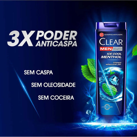 Shampoo Anticaspa Clear Men Ice Cool Menthol 400Ml