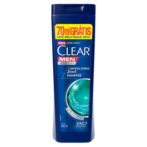Shampoo Anticaspa Clear Men Limpeza Diária 2 Em 1 - Leve 400Ml Pague 300Ml