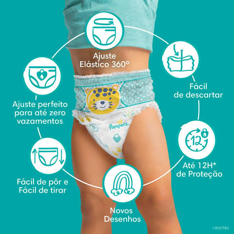 Fralda Pampers Pants Ajuste Total  Tamanho XXG - 12 Unidades