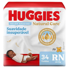 Fralda Huggies Natural Care  Tamanho RN - 34 Unidades