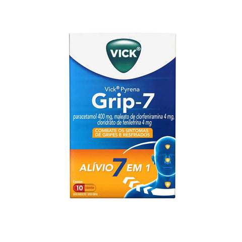 Vick Pyrena Grip-7  400 mg + 4 mg + 4 mg - Cápsula - 10 Unidades