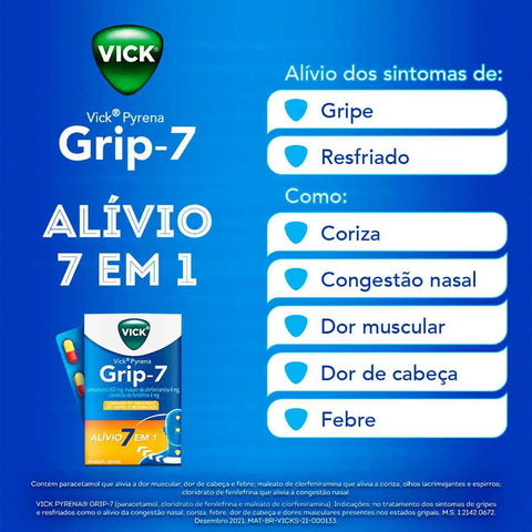 Vick Pyrena Grip-7  400 mg + 4 mg + 4 mg - Cápsula - 10 Unidades