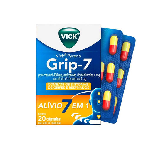 Vick Pyrena Grip-7  400 mg + 4 mg + 4 mg - Cápsula - 20 Unidades