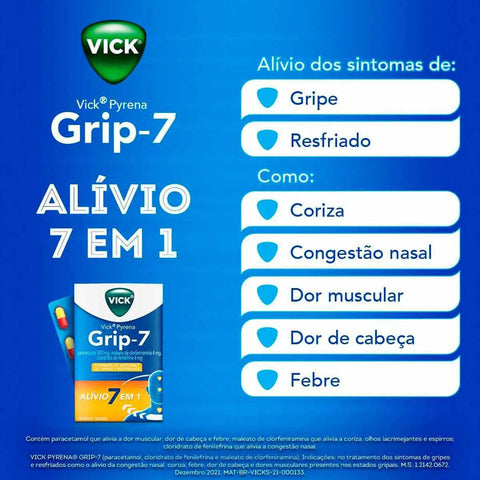 Vick Pyrena Grip-7  400 mg + 4 mg + 4 mg - Cápsula - 20 Unidades