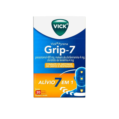 Vick Pyrena Grip-7  400 mg + 4 mg + 4 mg - Cápsula - 20 Unidades