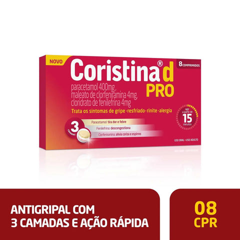 Coristina D Pro  400mg + 4mg + 4mg - 8 Unidades - Comprimido