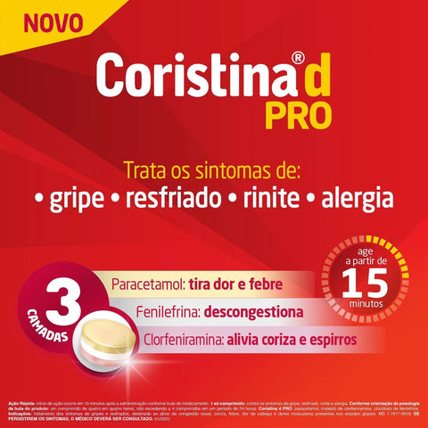 Coristina D Pro  400mg + 4mg + 4mg - 8 Unidades - Comprimido