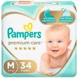 Fralda Pampers Premium Care  Tamanho M - 34 Unidades